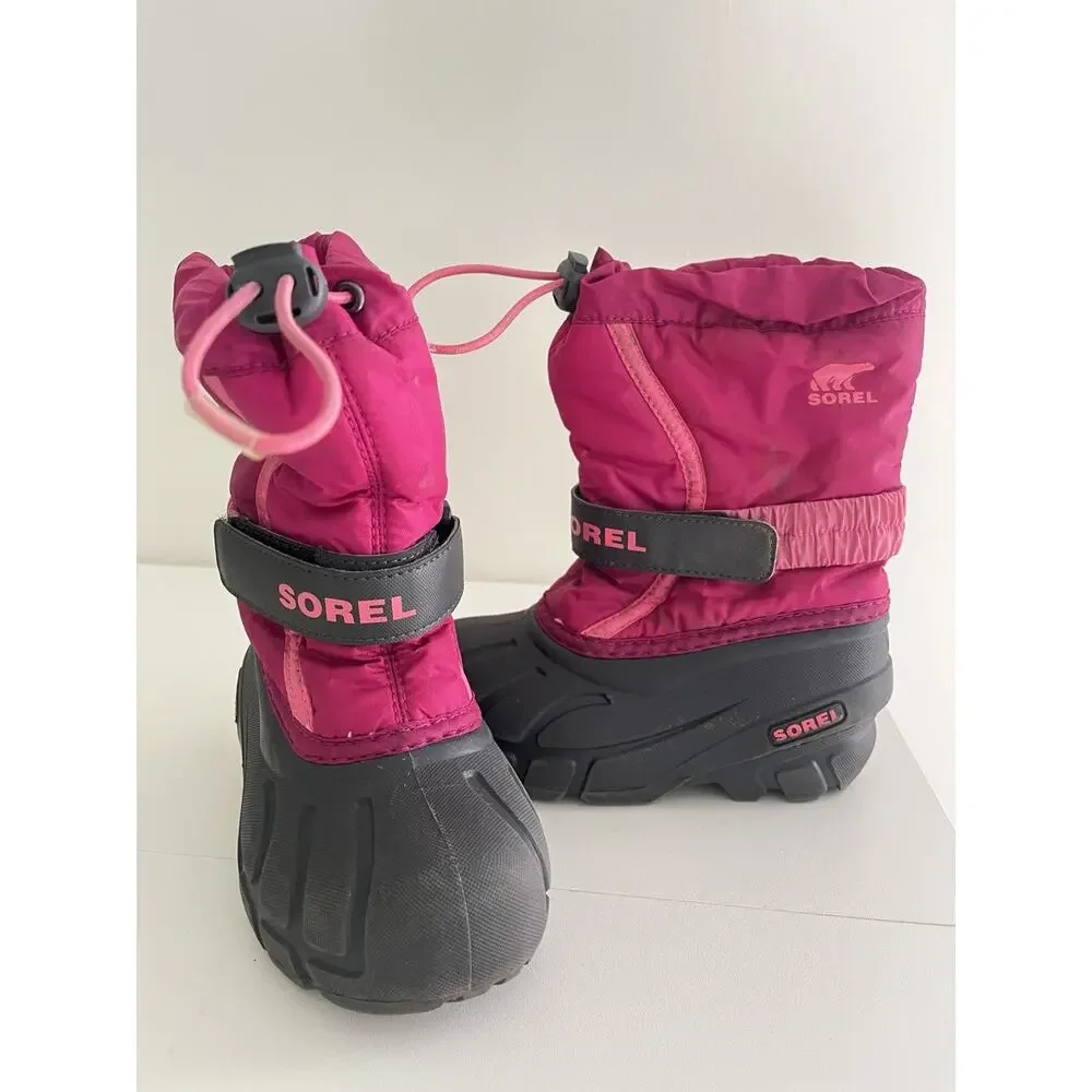 Sorel Kids Pink and Dark Gray Snow Boots
